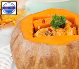 Gà tre/ ta hấp bí đỏ