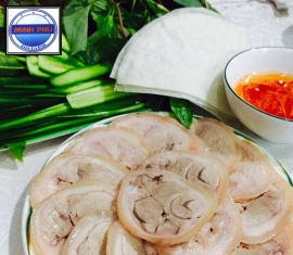 Heo rừng hấp cuốn bánh tráng