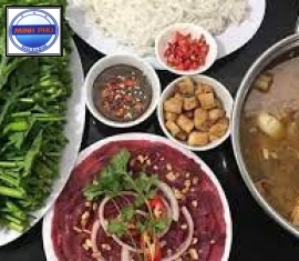 Bắp bò nhúng mắm ruốc